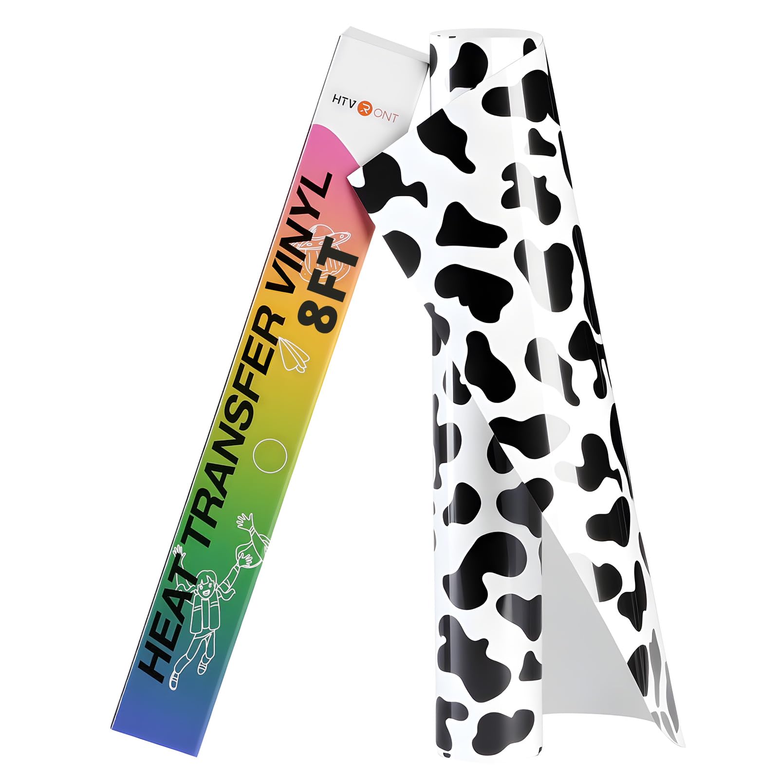 HTVRONT Cow Print HTV Vinyl - 12" x 8ft Cow Printed Animal Pattern Iron on Vinyl Cow Printed Heat Transfer Vinyl for Shirts - Easy to Cut & Weed for Heat Vinyl Design