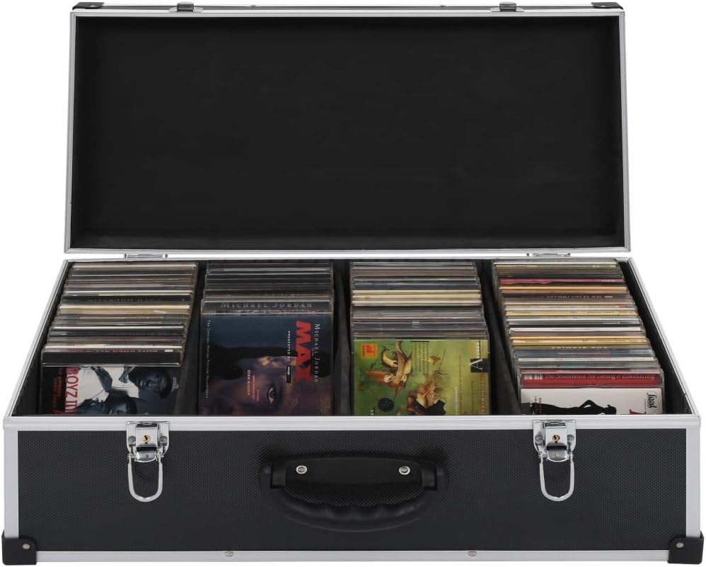 Festnight CDs Case CDs Storage Box Lockable for 80 CDs Aluminium ABS