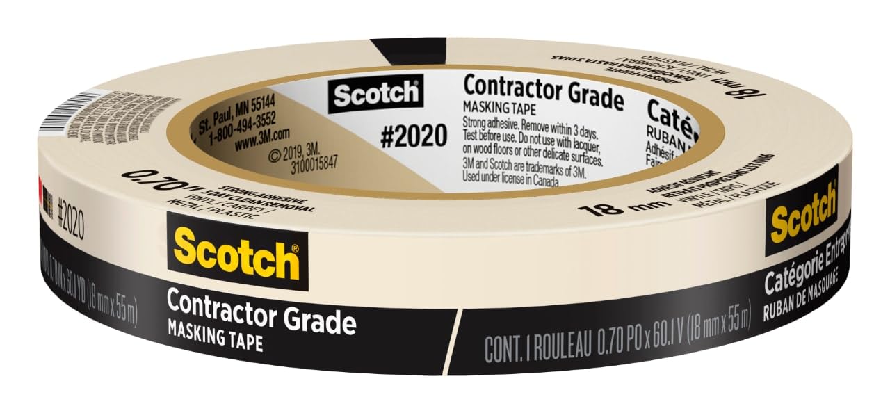 Scotch Masking Tape, 1 Roll, 0.7 in x 60.1 Yds