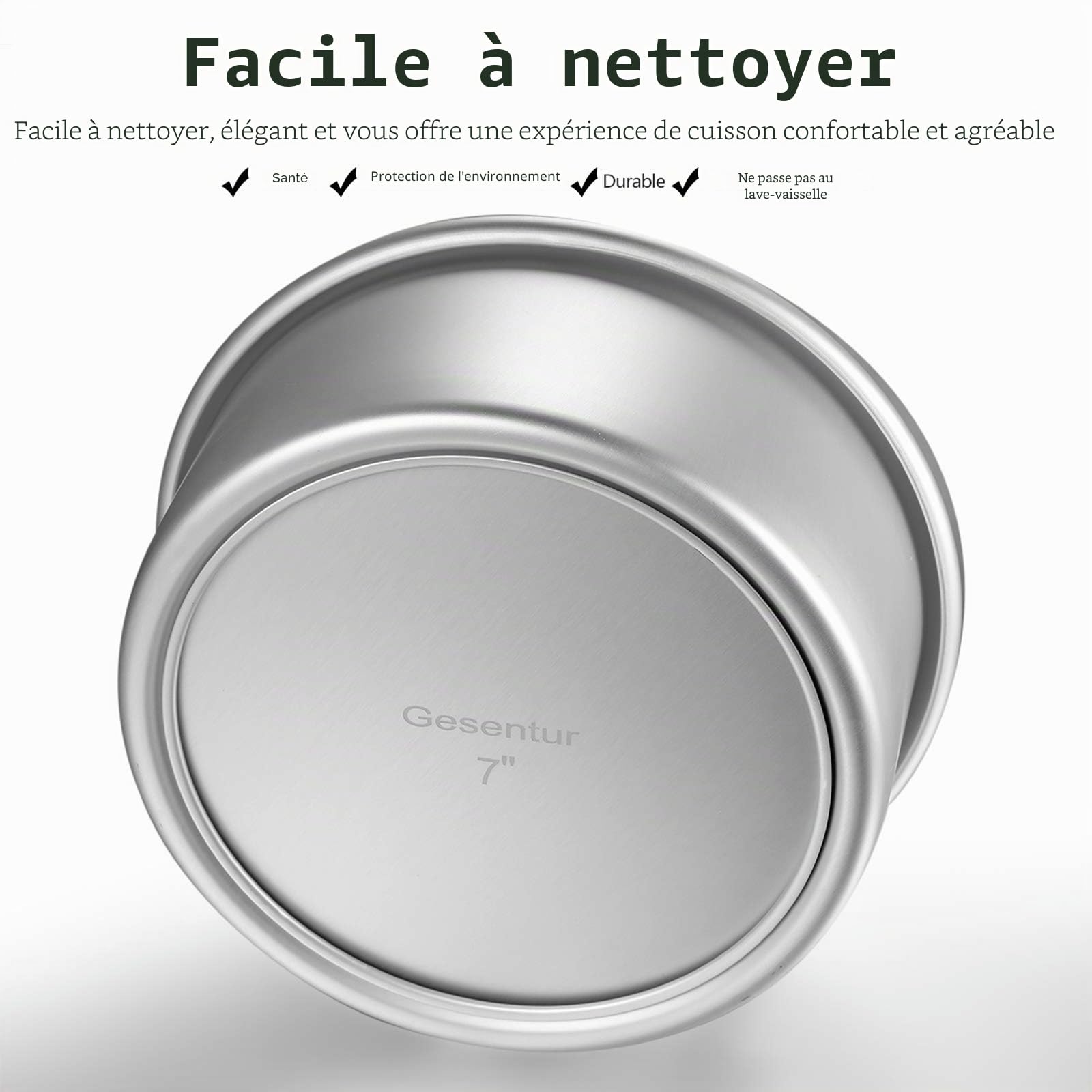 Moule à Gàteau Rond Aluminium Anodisé Avancé Lot de 3, avec Revêtement Antiadhésif et Base Amovible, 5"/7"/9" (3 pièces)