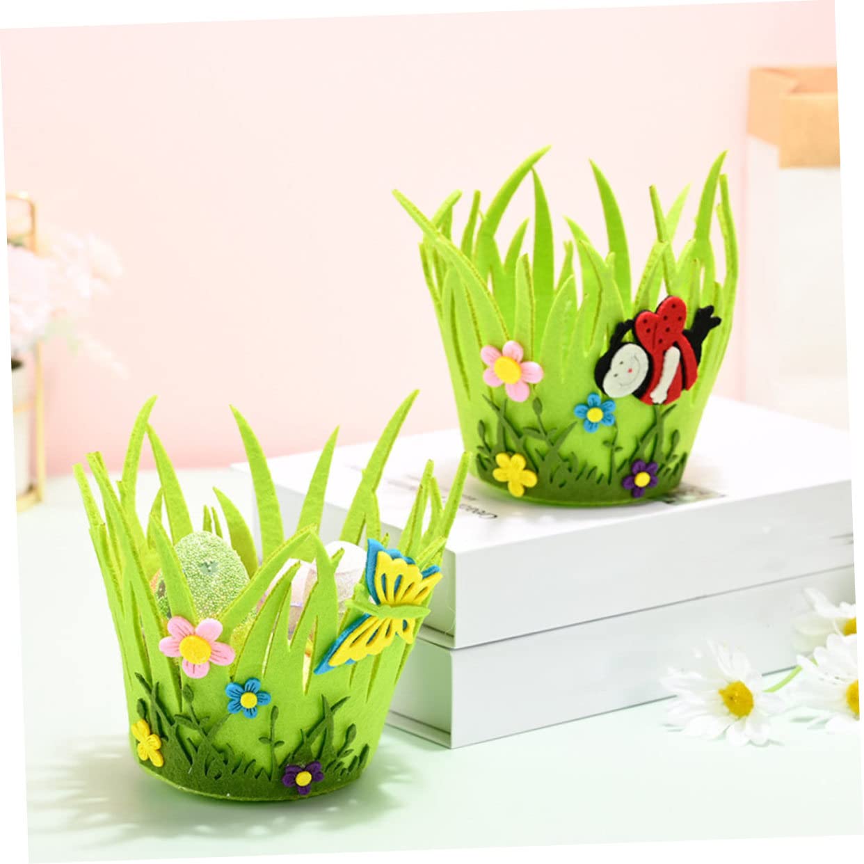 Amosfun 3 Set Cestino Per Uova Decorare Cestino A Tema Pasquale Decorazioni Uova Riempibili Giocattoli Pasquali Cestino in Feltro Gonfiabile Di Natale Green Tessuto Non Tessuto 4 Pezzi * 3