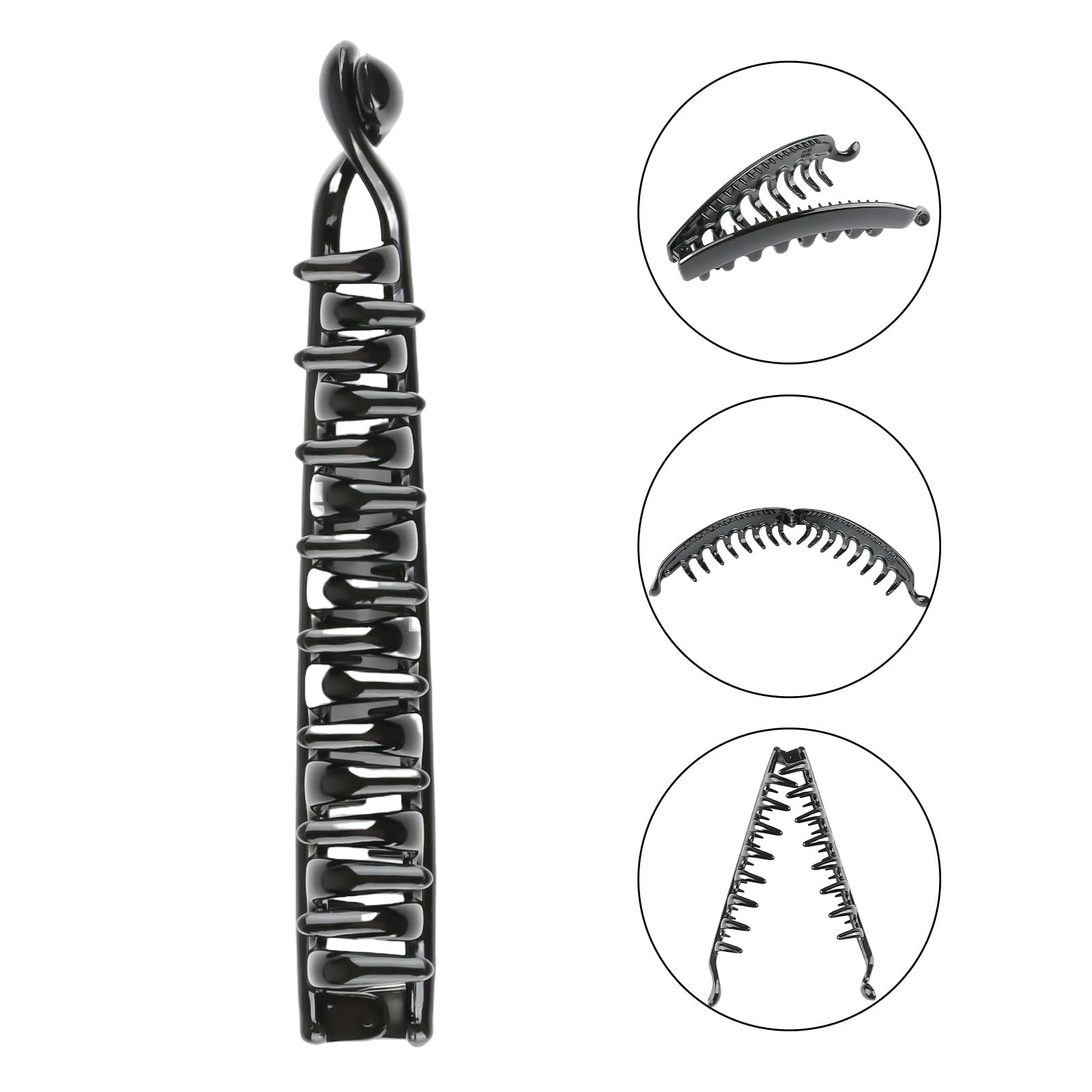 GWAWG Pack of 4 Large Banana Hair Clips and 2 Pieces Comb Flat Banana Hair Pins Vintage Hair Clip Ponytail Hair Clip Thin Thick Hair for Banana Clip Sturdy Banana Clip Hair for Women and Girls - Image 3
