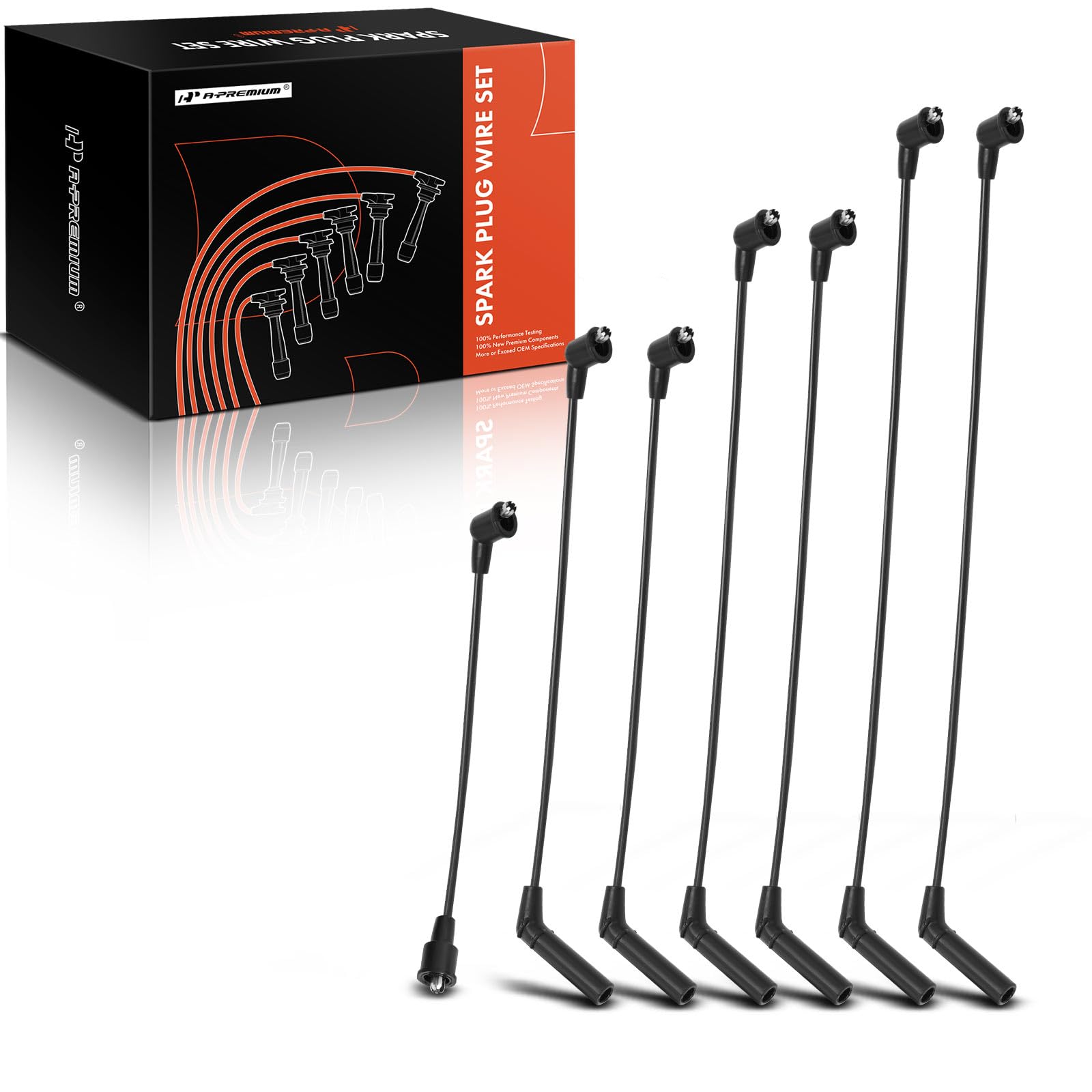 A-Premium Ignition Spark Plug Wires Set of 7 Compatible with Dodge Ram 50 1990-1991, Raider 1989 & Mitsubishi Mighty Max 1990-1994, Montero 1989-1994,