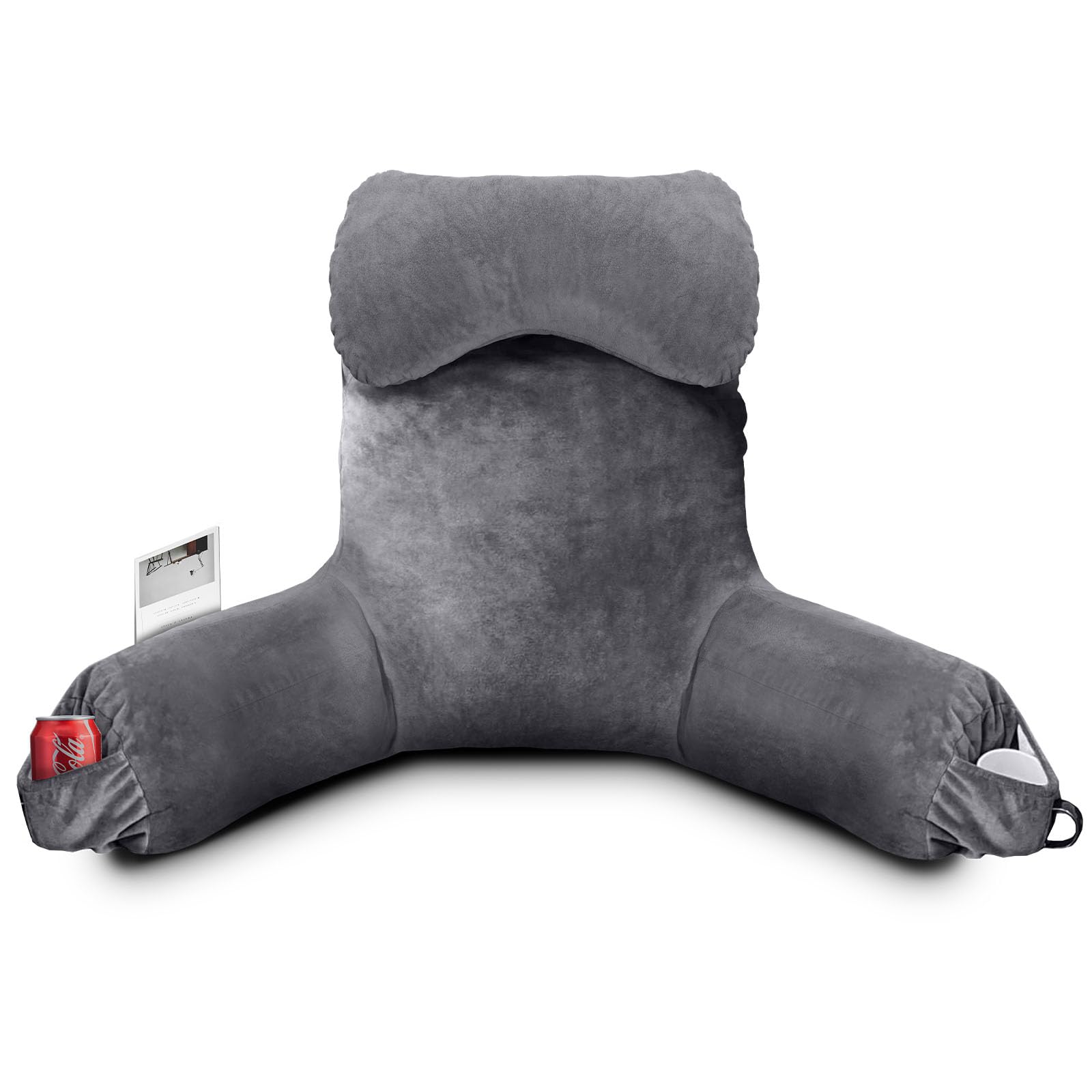 Photo 1 of OAISZ 25-Inch Reading Pillow for Adults, Memory Foam, Arms, Neck Roll, Grey