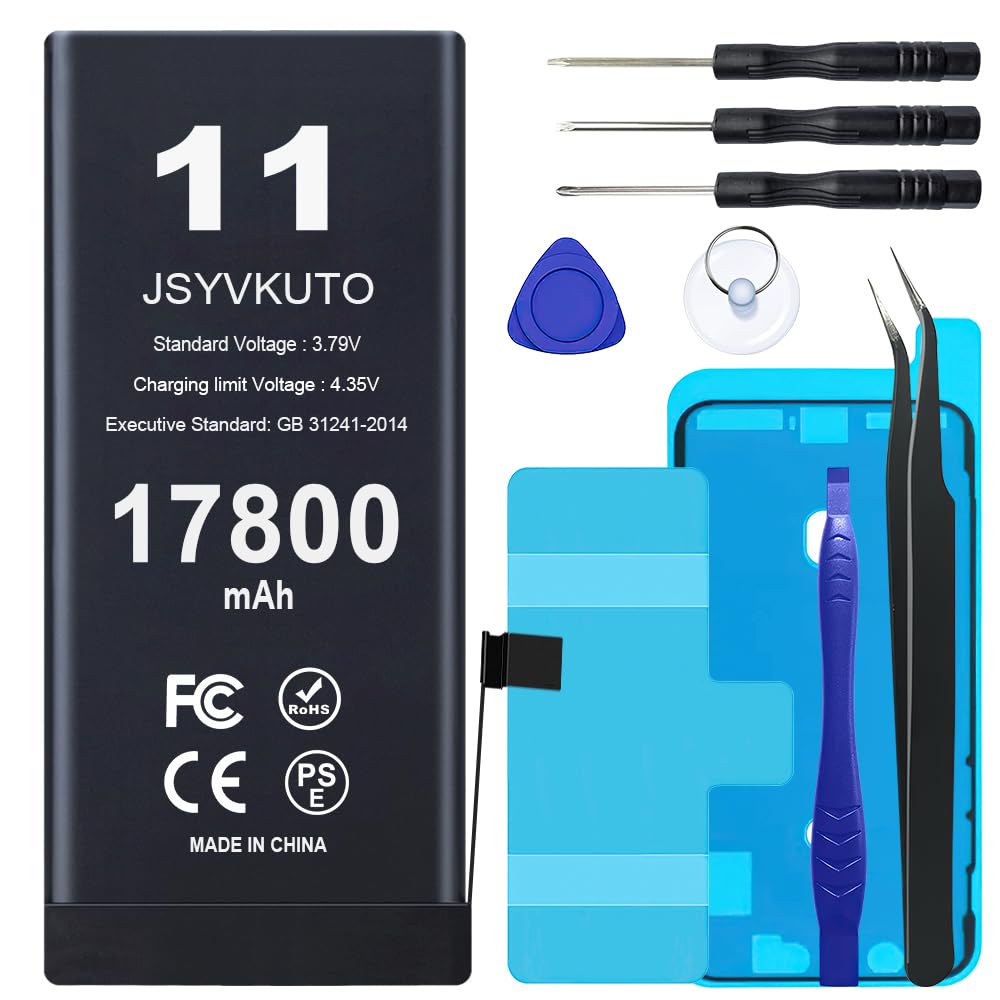 17800mAh Battery for iPhone 11, New 0 Cycle Upgraded Higher Capacity Replacement Battery for iPhone 11 with Full Set Repair Tool Kit, Model A2111 A2221 A2223