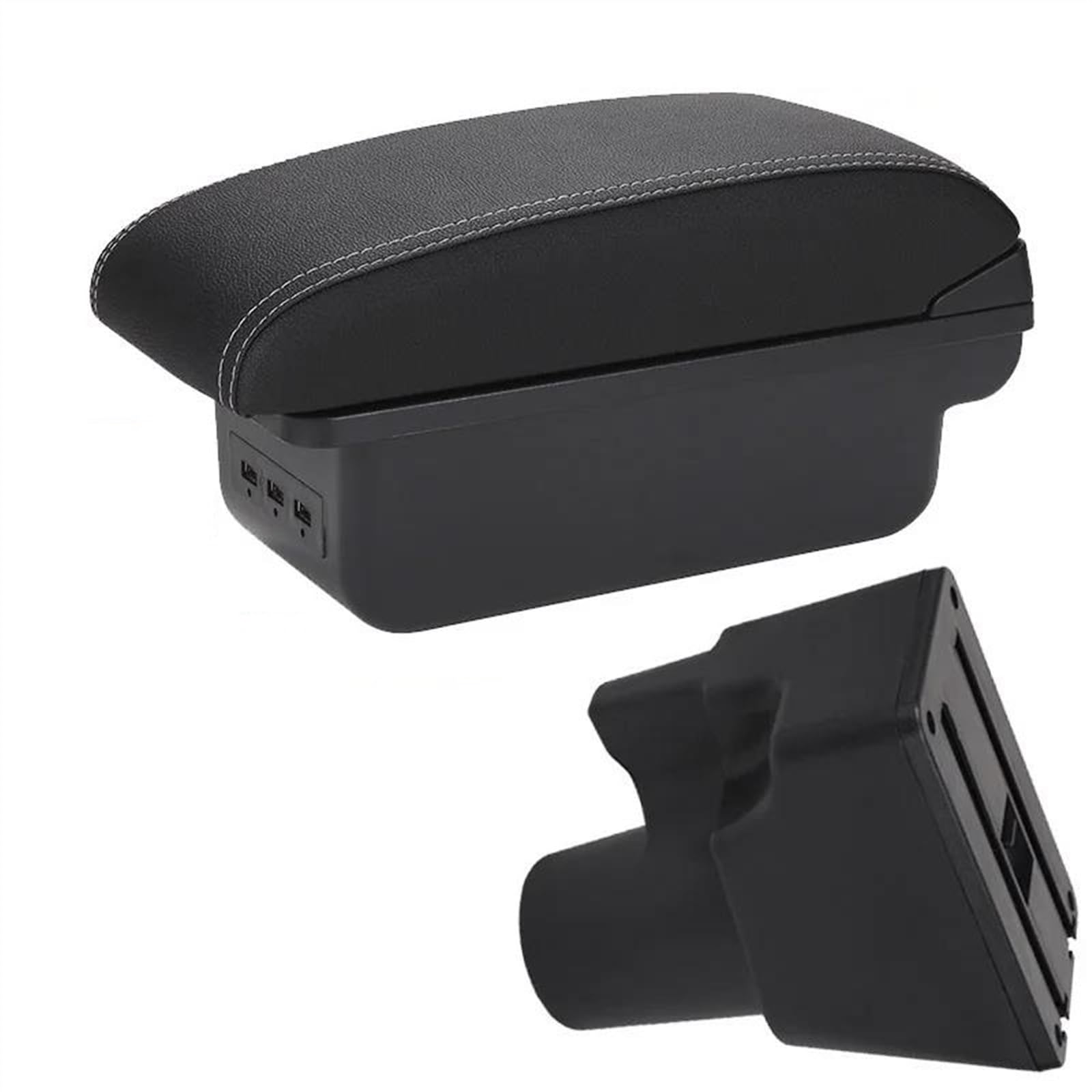 NMJLQW Storage Rack Armrest Box With Multifunctional Support PU Upholstered Car Interior Modification Accessories For Picanto 3X-Line(B3 Black white 3 USB)