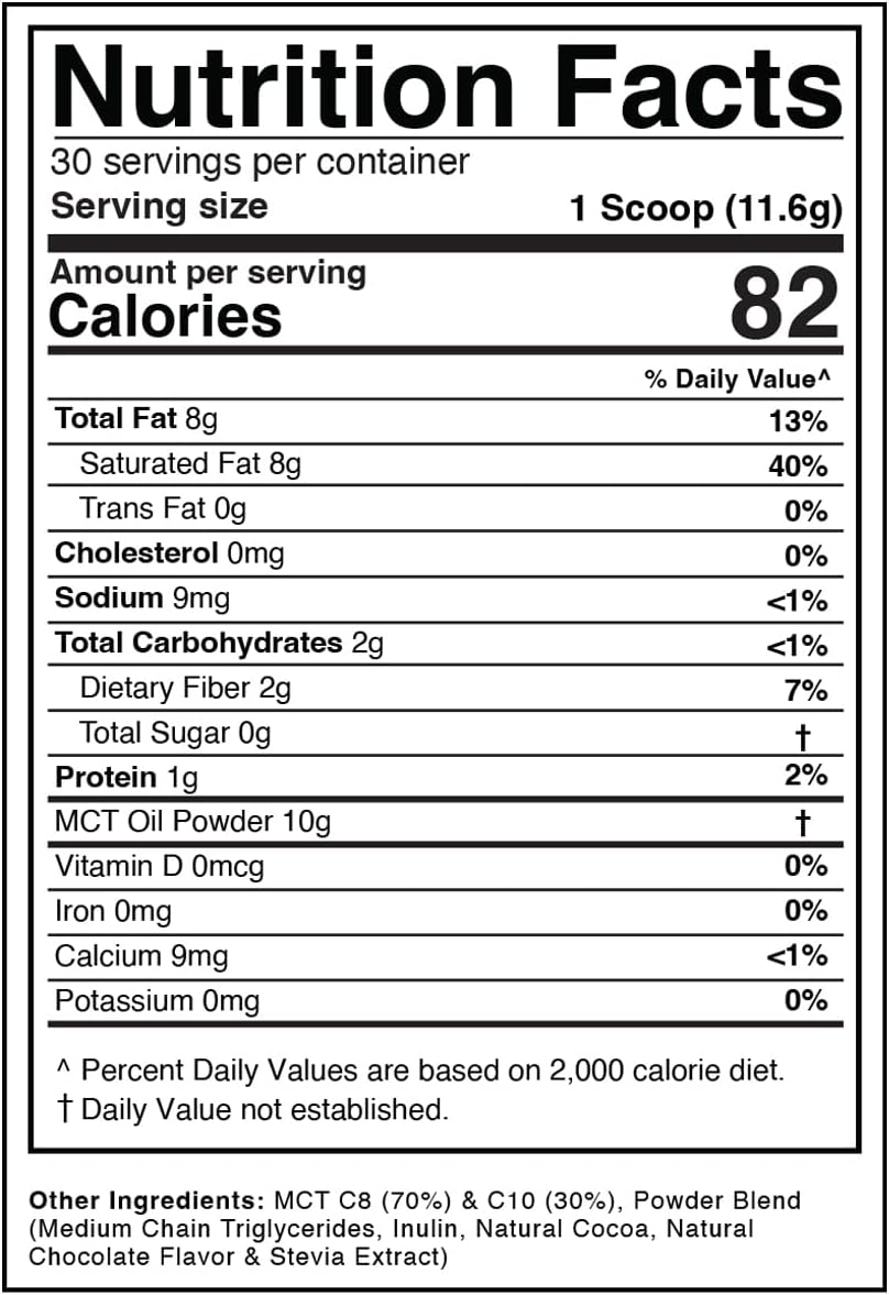 Dr. Colbert's MCT Oil Powder | Dutch Chocolate Flavor | by Divine Health | Keto Zone | 70% C8 | 30% C10 | 0 Net Carbs | Gluten Free | 30 Day Supply | 348g