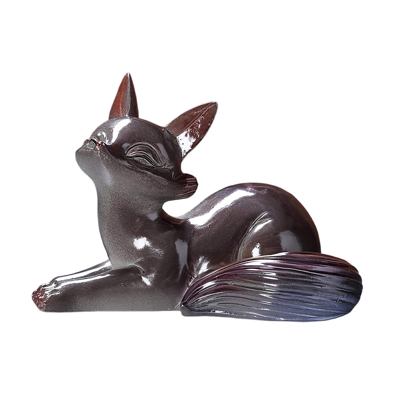Limtula Color Changing Foxes Teas Pet Sculpture Temperature Sensitive Resin Decors Ceremony Accessory for Table Gift Foxes Shape Pet Resin Sculpture