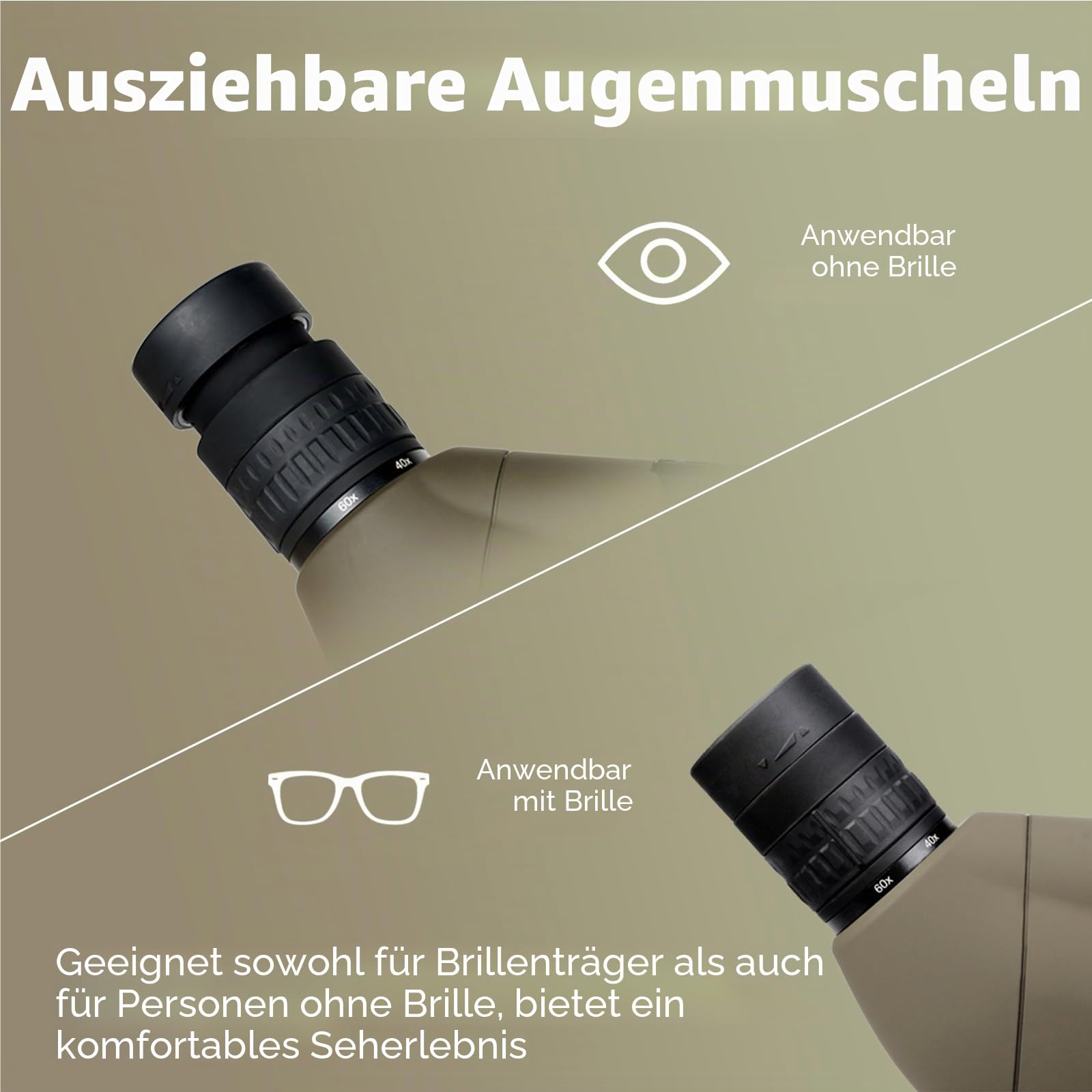 Svbony SV401 Spektiv mit Doppel Stativ, HD 20-60X80 Wasserdichtes Abgewinkeltes Okular Porro Prisma FMC Optik Monokular Spektive Fernrohr für Sportschützen Vogelbeobachtung