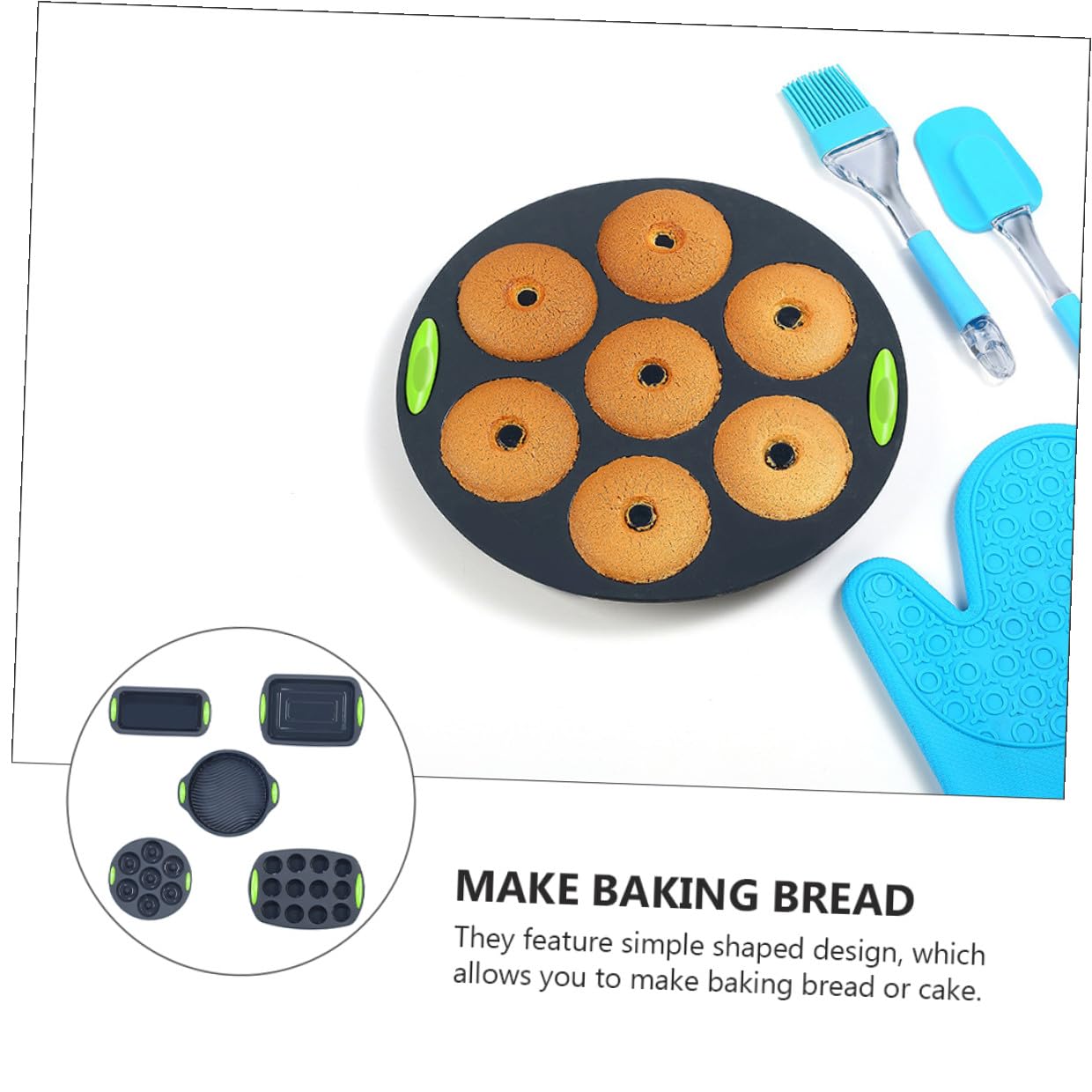 Set de Moldes de Silicona 5 Piezas para Hornear Pasteles | Flexible y Resistente al Calor, Uso en Cocina, Adecuado para Repostería y Manualidades