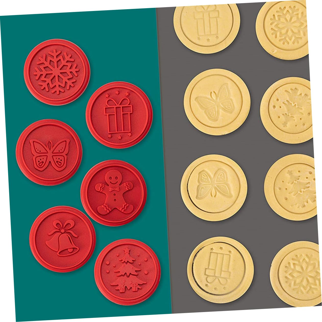 TOPBATHY 4 Sätze Cookie-Stempel Kuchen verzieren Ringform de para gelatinas weihnachts backform weihnachts plätzchenformen Gebäck Ausstecher aus Silikon Weihnachtsplätzchenform pp rot