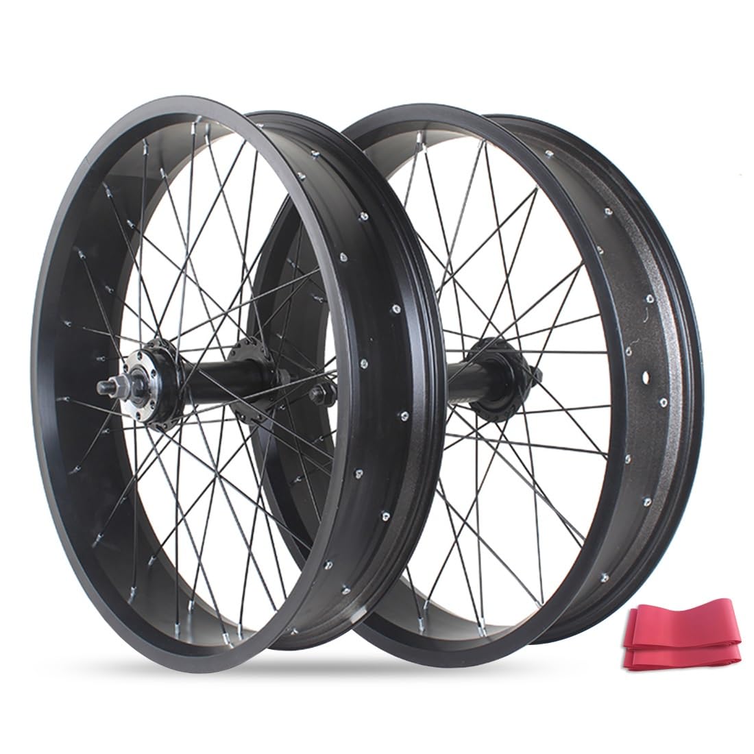 ZXGSXIOU 20in/24in/26in X 4.0-4.9" Fat Tire Bike Wheelset Disc Brake Front Rear Wheels 36H Rim Snow Ebike Wheel 135mm/195mm Solid Shaft Hub For 6/7/8/9/10s Rotary Freewheel(20'')