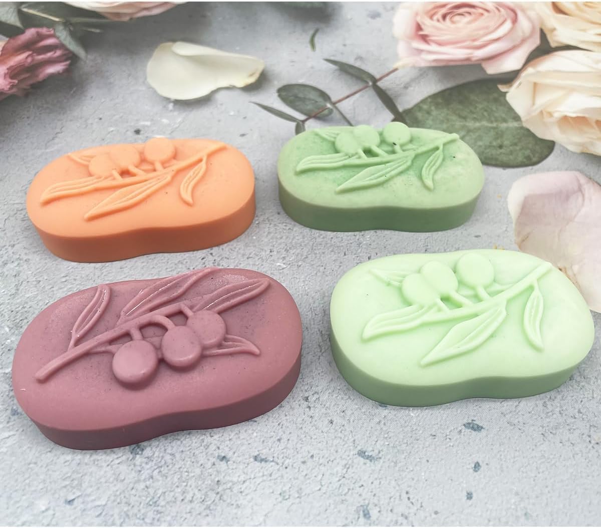 MPR4 Silicone Olive Soap Mould, 4-Cavity Design, Multi-Purpose Mould for Soap Making, Candles, Resin Art and Chocolates, Purple 1