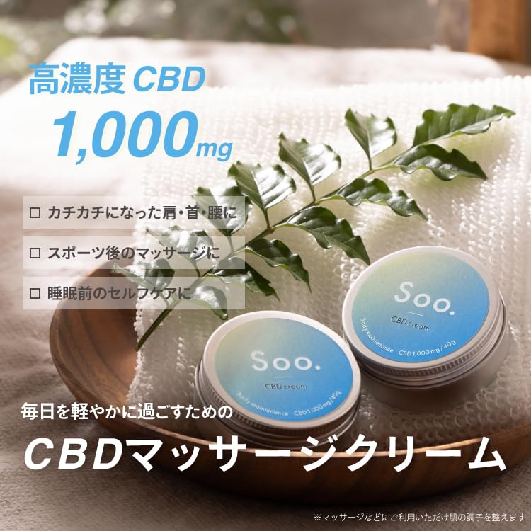 Amazon | Soo. CBD ボディケアクリーム 40g CBD 1,000mg 配合 スポーツ