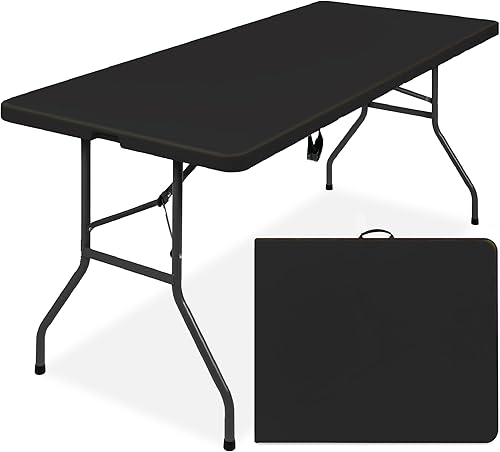 Miniatura 8 de Mesa plegable portátil de plástico Best ChoiceProducts para interior o exterior picnics campamentos fiestas al aire libre 6 Blanco