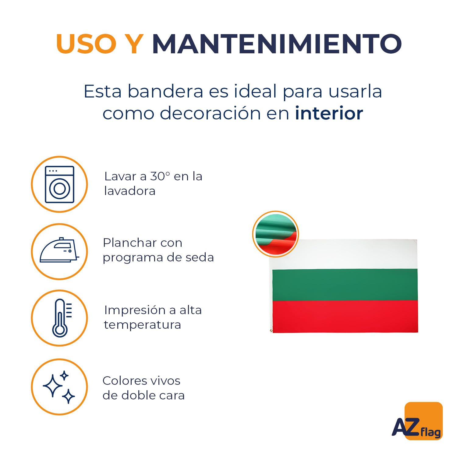 AZ FLAG Bandera Bulgaria 150x90 cm 100% Poliéster