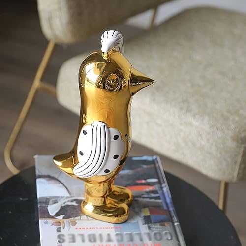 Miniatura 4 de SHUTING2020 Chinese feng Shui Statue Sculpture Animal Desktop Sculpture Golden Abstract Resin Penguin Decoration Statue Home Decoration Gift Desktop