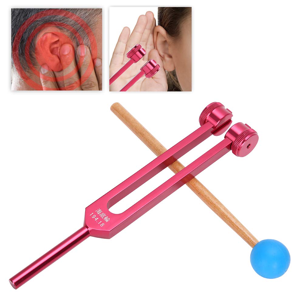 Brrnoo 194.18Hz Diapason pour Examen auditif médical ORL d'otologie avec Marteau en Silicone et Chiffon de Nettoyage, emballé dans Un Sac de Rangement Souple