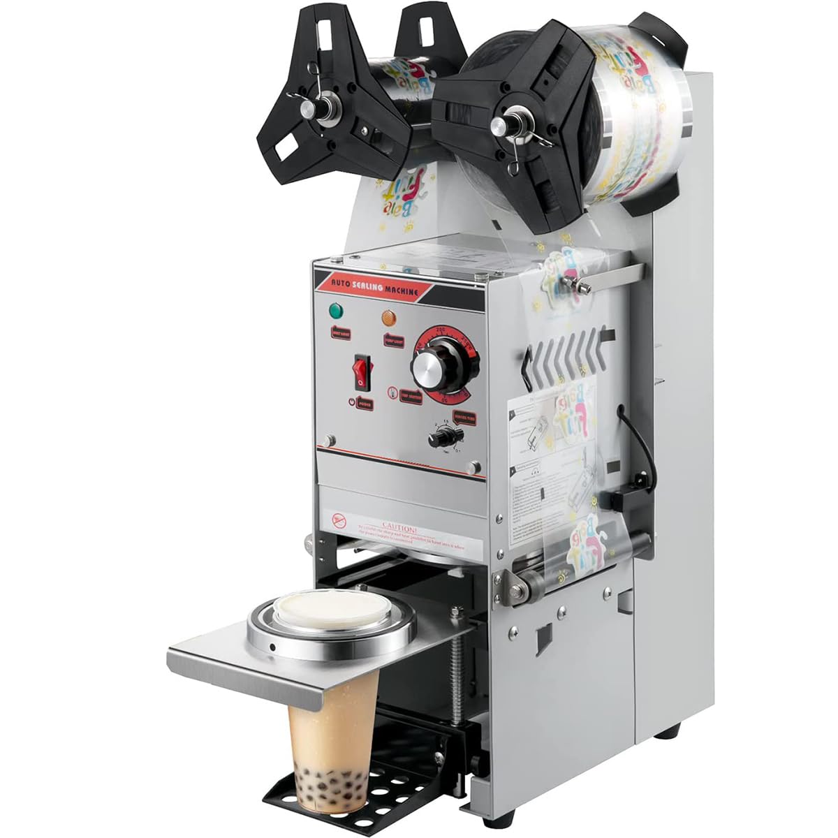 KJZQXYX Semi-Automatie Cup Sealing Machine,35oW Electrie Sealer for 0/95mm Coftee/Mik TeaJuice Cups, Seals 400-0 Cups/Hour, Ideal or Commercial Use