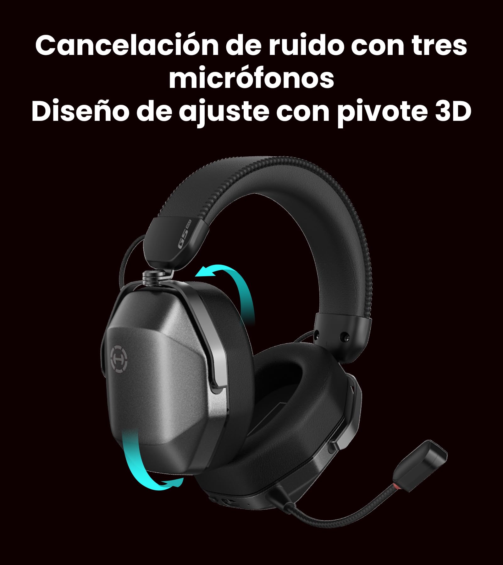 Edifier G5 MAX Auriculares Gaming Inalámbricos con THX Spatial Audio, Gris | Controlador PEN de 53 mm, 305h Autonomía,Hi-Res Audio, Conexión 2,4GHz/Bluetooth 6.0, Micrófono Desmontable