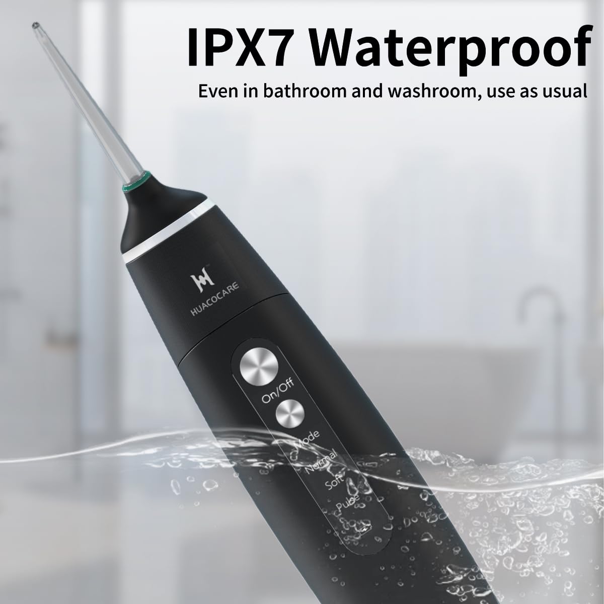 Idropulsore dotato di due serbatoi d'acqua per casa e viaggi, 3 modalità di irrigazione orale dentale, portatile, impermeabile IPX7, potente durata della batteria, filo interdentale per denti (nero)