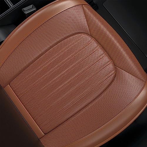 Feelon 2Pcs Zc Car Seat Covers Front Bottom Seat Cushion Covers, Waterproof Nappa Leather, Anti-Slip And Wrap Around The Bottom, Universal Auto Interior Fit For Sedans Suv Pick-Up Truck, Cocoa Brown #TOP7