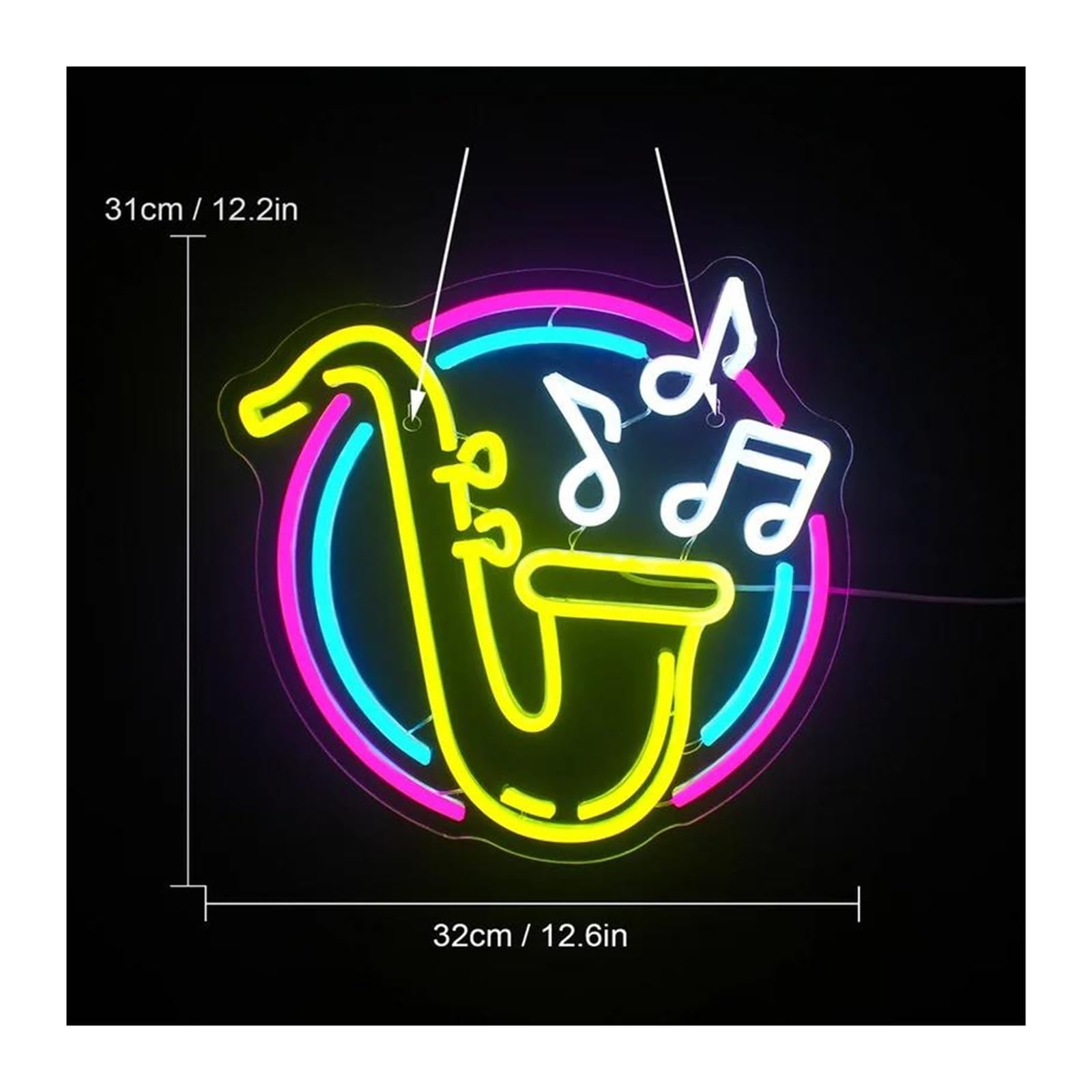 Insegna al Neon Insegna Al Neon A Con Sassofono Jazz, Luci Dimmerabili, Decorazione Da Parete Per Musica Dal Vivo, Insegne Artistiche, Decorazione Per La Stanza(41x30cm)