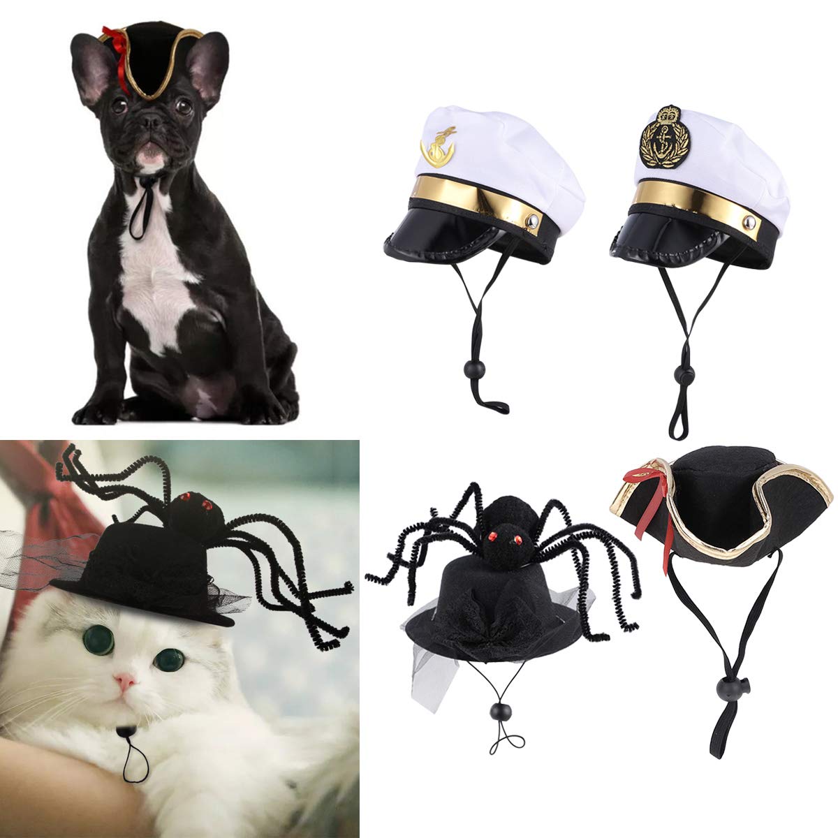 Amosfun Pet Sailor Hat Navy Dog Cat Costume Suit for Party Supplies (Sailor)