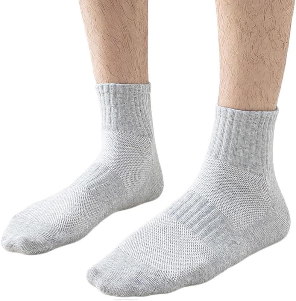Men's Sweat Absorbing Seamless Socks Comfortable Cotton Breathable Mesh Long Tube Athletic Socks for Business