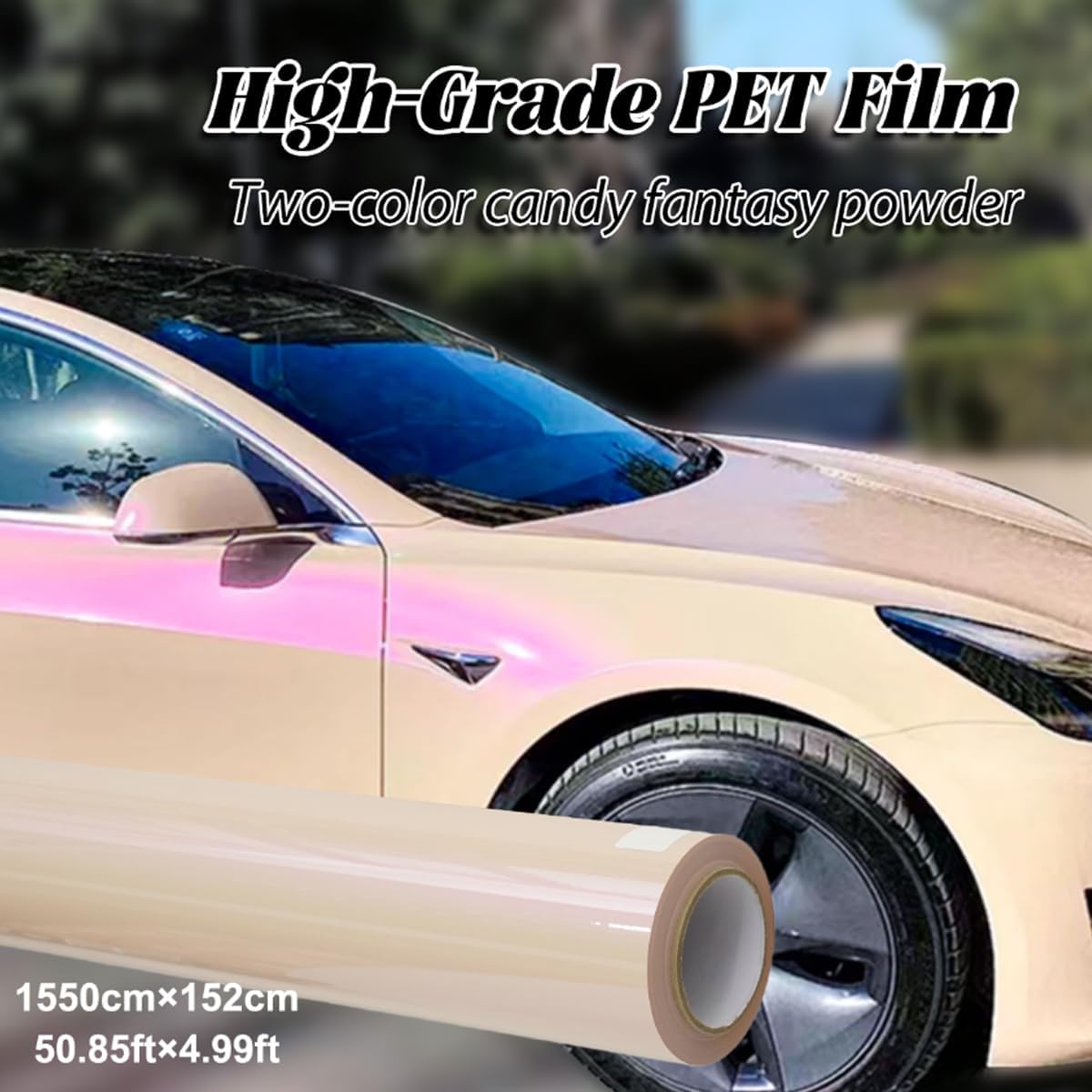 50FT x 5FT Universal Car Vinyl Wrap Dual Tone Candy Dream Pink 3D Glossy Self-Adhesive Film - Fade Proof, UV Resistant, Easy Install for All Cars/SUV/Trucks