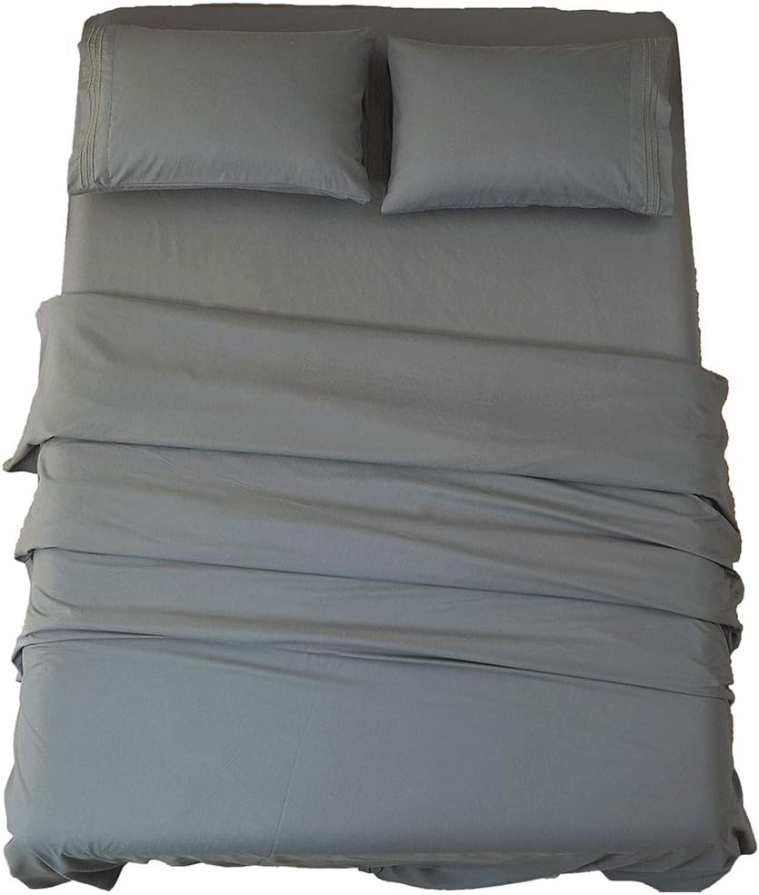 Sonoro Kate Queen Size Microfiber Bed Sheet Set – Dark Grey