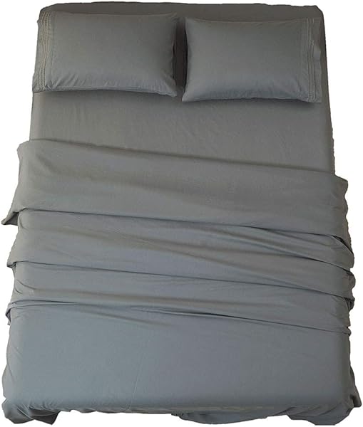 SONORO KATE Bed Sheet Set Super Soft Microfiber 1800 Thread Count Luxury Egyptian Sheets 16-Inch Deep Pocket Wrinkle and Hypoallergenic-4 Piece(Queen Dark Grey)