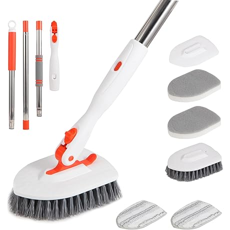 3-in-1 Tile Tub Scrubber: Extendable Cleaning Solution for Floors, Walls, and Showers