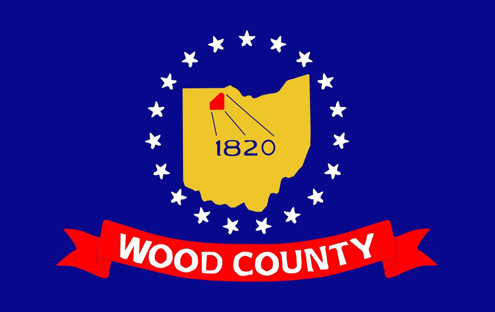 Drapeau Wood County Ohio pour décoration murale salon et bureau