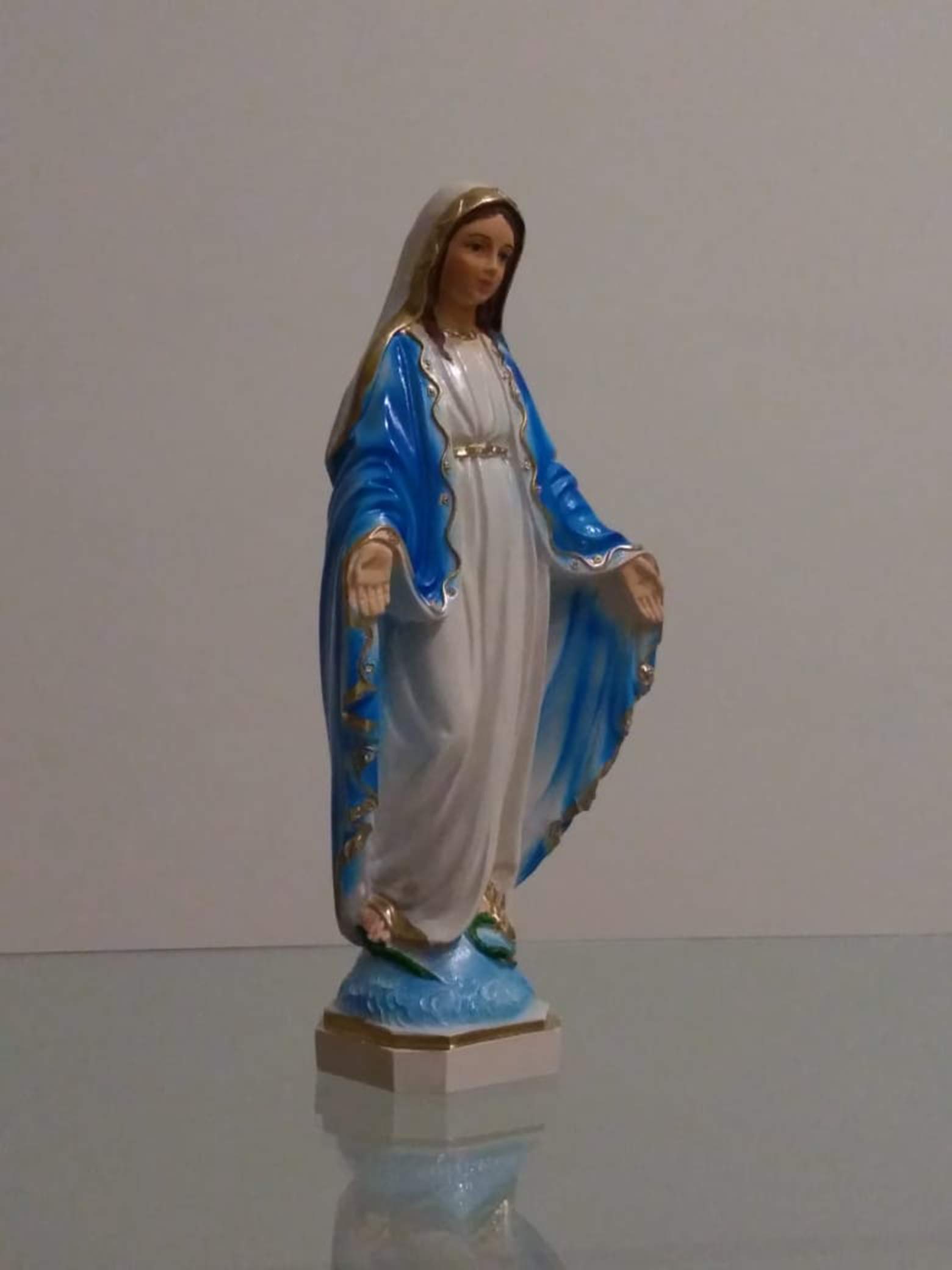 Eurofusioni Statua Madonna Miracolosa – Maria Immacolata Dipinta a Mano - H 30 cm