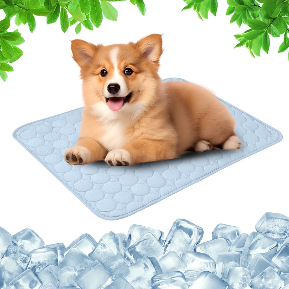 2025 New Dog Cooling Mat, Durable Pet Cool Mat, Self Cooling Pad for Dogs Cats Scratch Resistant Ice Blanket Keep Dog Cool in Summer for Indoor Outdoor Garden Car Travel (LightBlue, XXL)