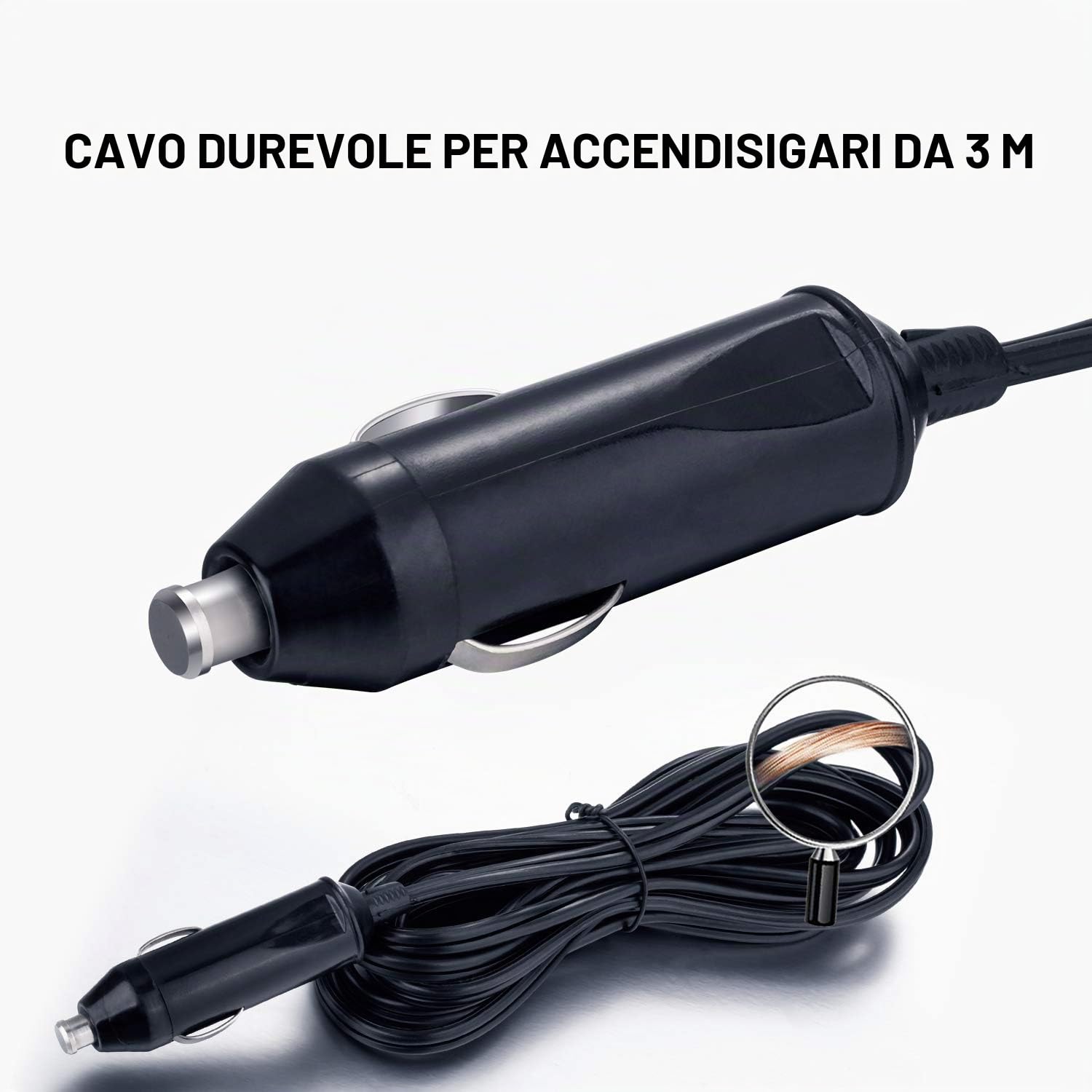 KATSU Compressore portatile auto pompa 12V DC 14A 150PSI per pneumatici per auto, furgoni, 4x4 + 3 adattatori ugelli + 4 valvole + 4 coperture in alluminio