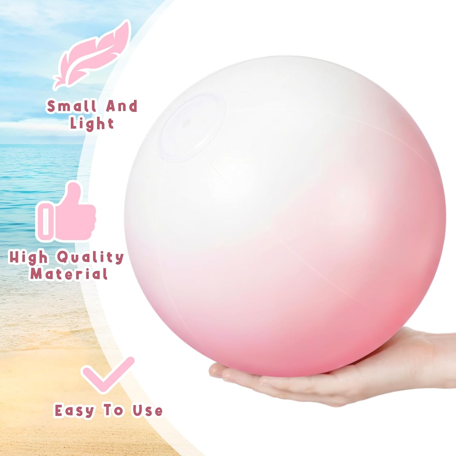24 Pcs Pink Inflatable Beach Balls Bulk for Kids Large Blow up Beach Ball Pastel Pool Toys for Summer Swimming Pool Games Party Supplies Luau Birthday Decor (12.5 Inch)