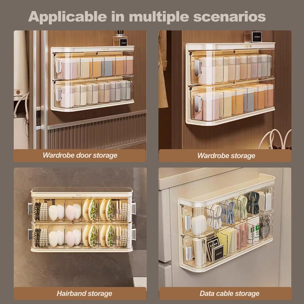 Organizador de Armario, Organizador de Bragas montado en la Pared, Caja de Almacenamiento de Ropa Interior, para Calcetines, lencería y Corbatas,Blanca