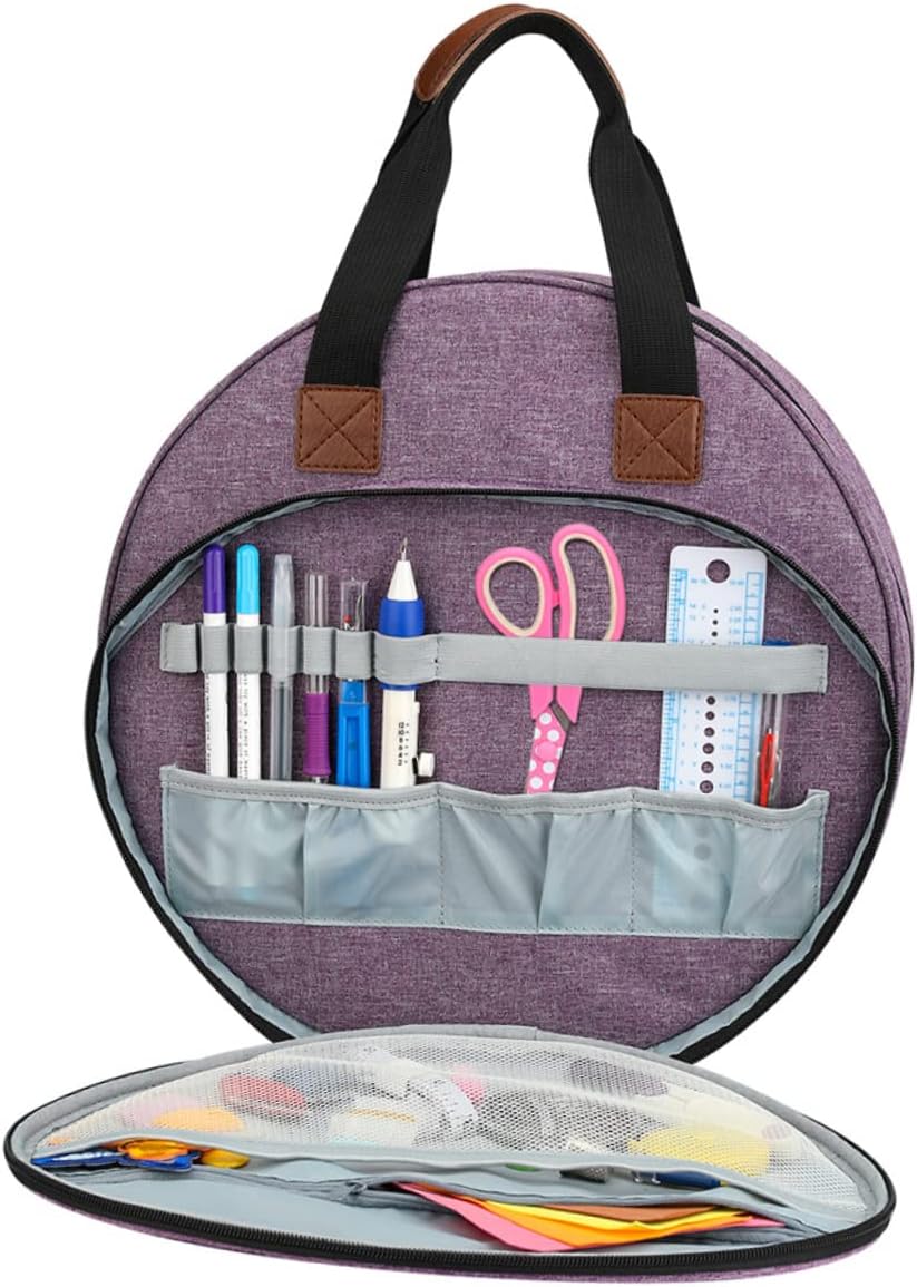 OHPHCALL 1 PC Multifunctional Embroidery Project Tote Bag Large Opening Craft Tool Storage Carrier with Handle for Easy Travel for Cross Stitch and Embroidery Supplies