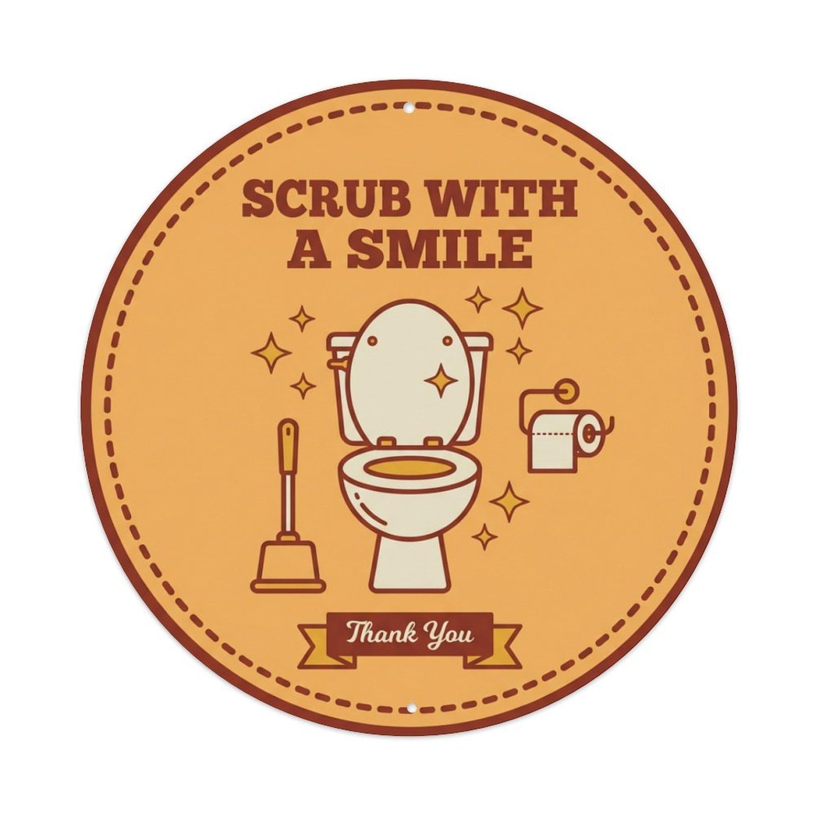 Toilet Clean Bathroom Reminder Scrub With A Smile Metal Tin Sign