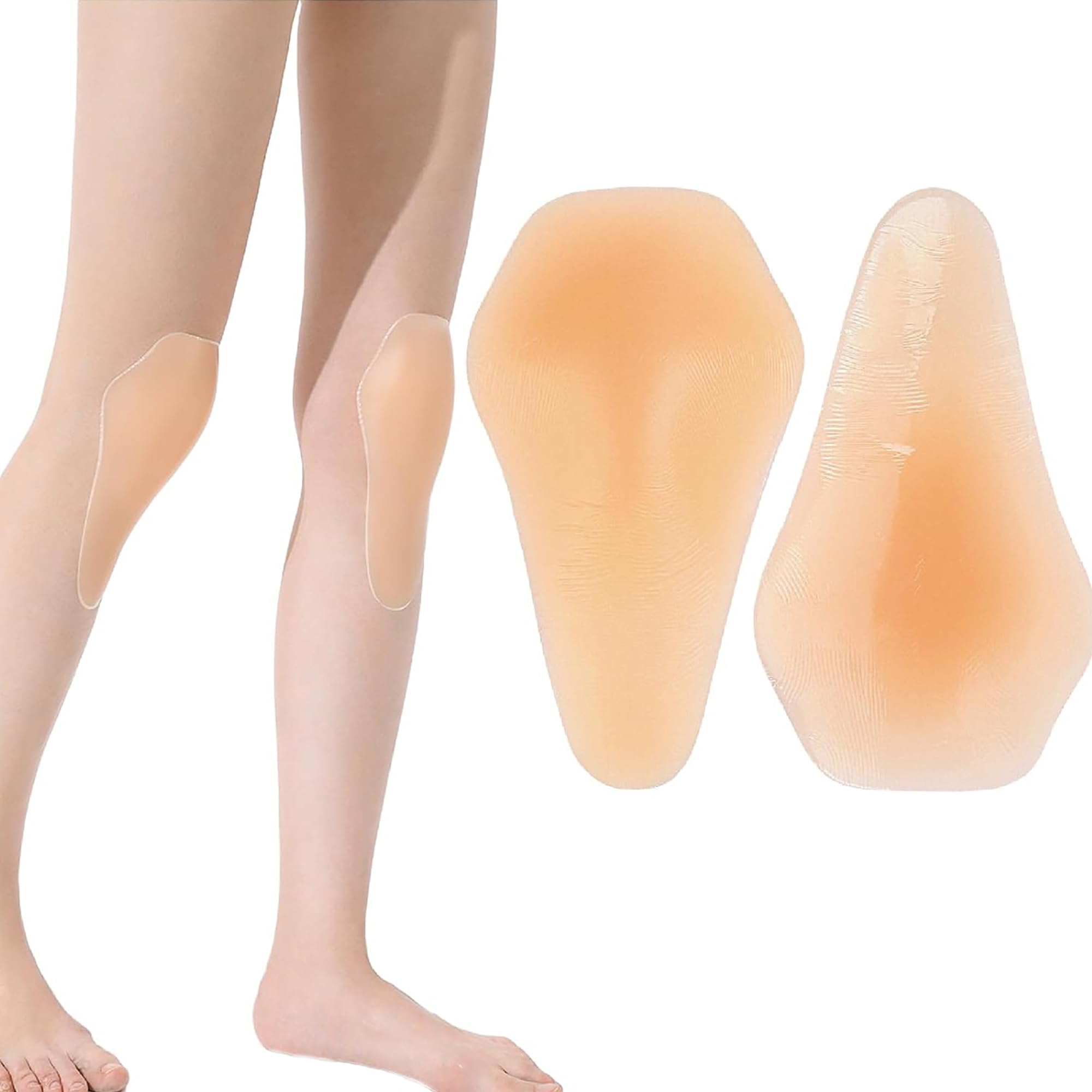 Genouillère Silicone Souple Autocollante – Protection Anti-Choc Pour Ski, Skate, Roller, Danse, 22,5x14cm, Couleur Chair, Taille L