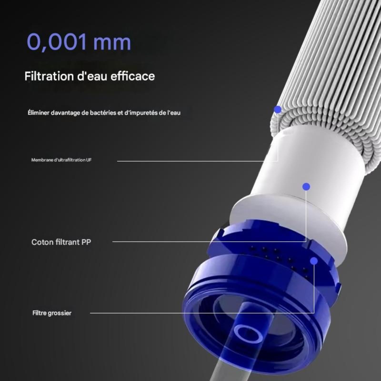 Filtro acqua portatile, cannuccia filtro per bere direttamente all'aperto, 5000 l, filtro impurità e acque reflue, accessorio indispensabile per idratarsi in piena natura, 1 unità