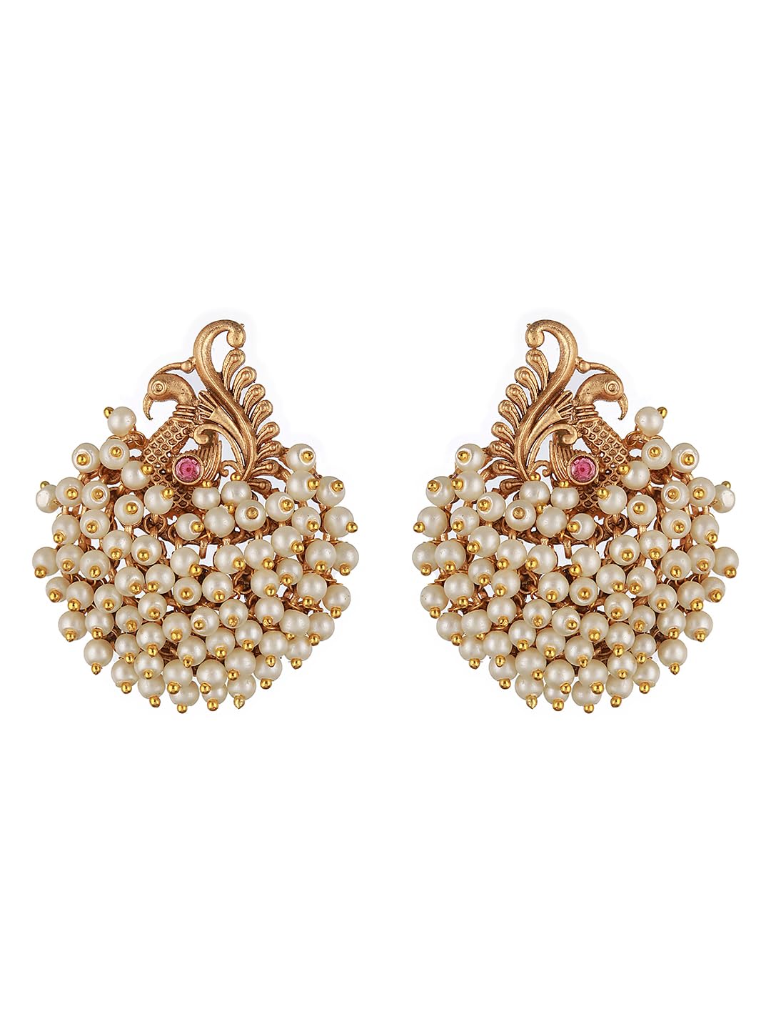 Saraf RS Jewellery- Rhodium Pearl Beaded Peacock Temple Studds Earring (B0CTFJSFMG) Amazon Price History, Amazon Price Tracker