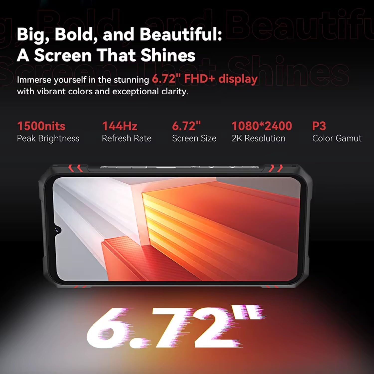 KingKong Star 2 - Smartfon 6,72" FHD+, 24GB (12GB+12GB) RAM i 256GB ROM, Potrójny Aparat 100 MP + Makro 5 MP, Bateria 5100mAh, Android 14, Procesor MediaTek Dimensity 8200, Kolor Czarny