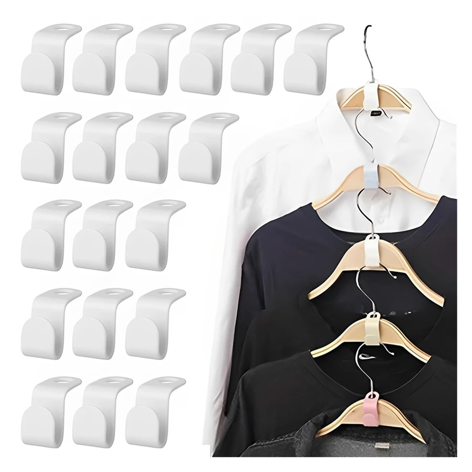 Hangers for Clothes Space Savers 100pcs Space-Saving Plastic Clothes Hanger Connector Hooks Extender Clip for Cabinets Wardrobes Efficient Organize Tools