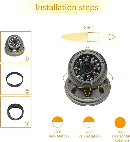 Miniatura 4 de Cámara CCTV analógica HD 1080P 4 en 1 (TVIAHDCVI960H Analógica) Cámara de seguridad Cúpula Carcasa de metal al aire libre, 24 IR-LEDs True Day &