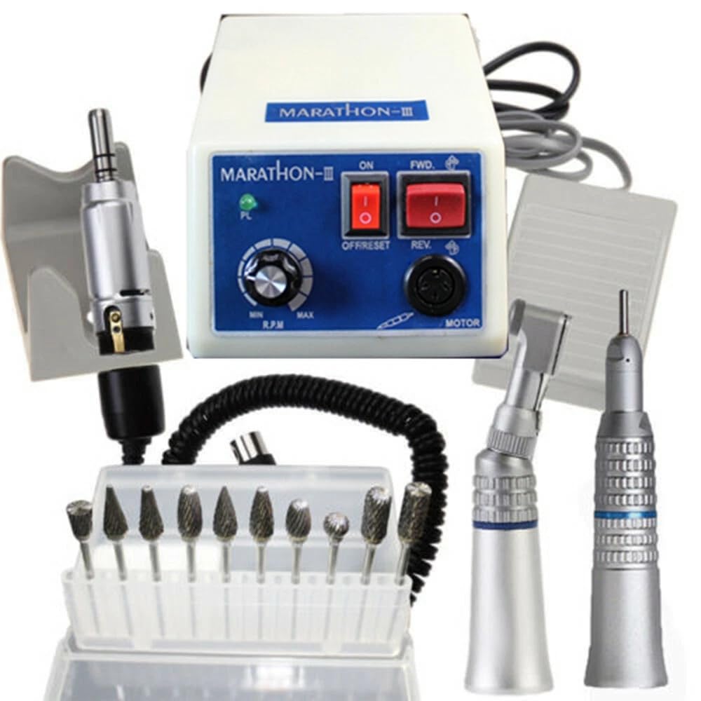 Laboratorio Micromotore Elettrico 0-35000 Giri/min Rettifica Regolabile Lucidatura Portatile con Lucidatrice +2 Teste +10 Fresas Carburo