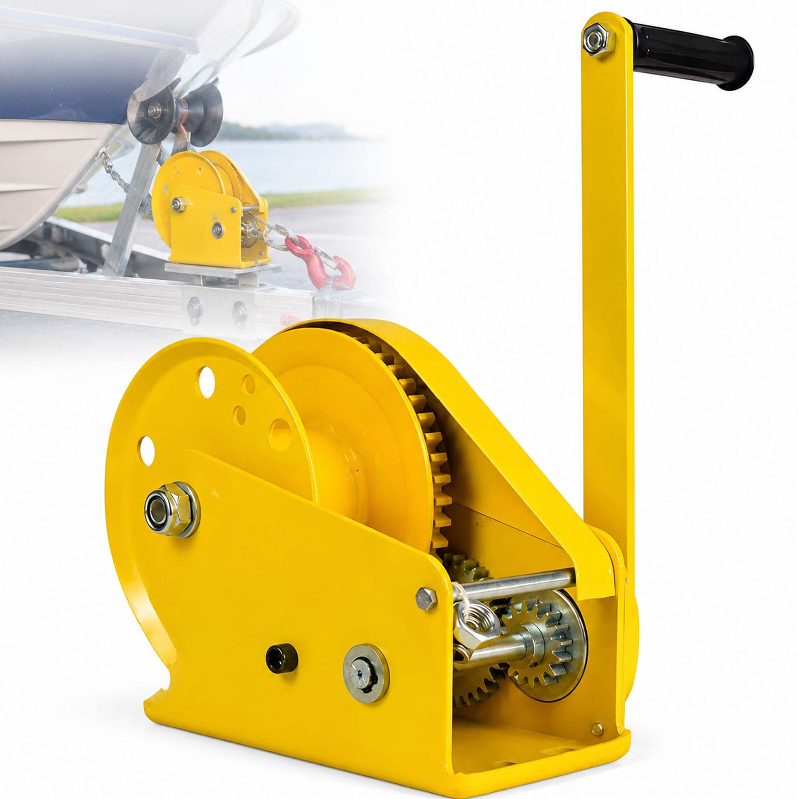Salpa Ancora Manuale a 2 Vie con Bloccaggio Automatico E Freno Automatico, in Acciaio Inox, Doppia Frenatura, Struttura Antiscivolo per Barche Camion Auto