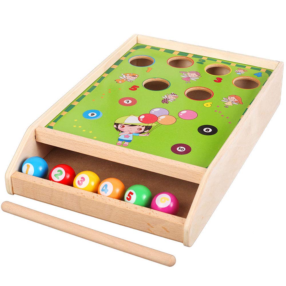JOKFEICE Piscine pour Enfants Jeux familiaux avec 1 queues de Billard 6 Boules Parent-Enfant Petits Billards interactifs Jeux de société et de Voyage Table de Billard pour bébé
